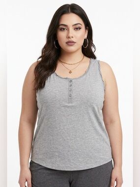 TORRID | Light Gray Button-Front Tank Top Women’s Size 0 (Large)